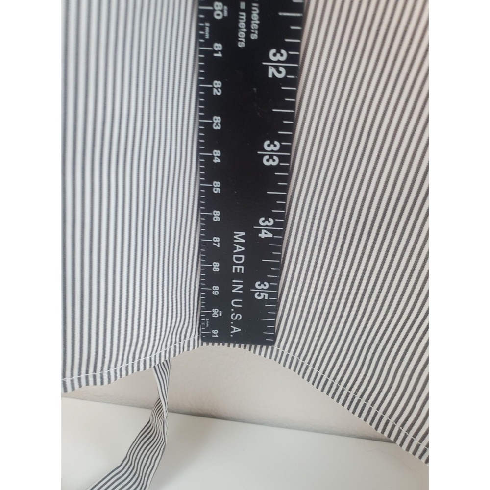 Womens Navy Pinstripe Shirt Dress Tie Waist Button Up Long Sleeve Office Size L - Picture 5 of 9